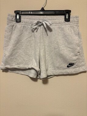 Nike Light Gray Fleece Athletic Shorts with Drawstring